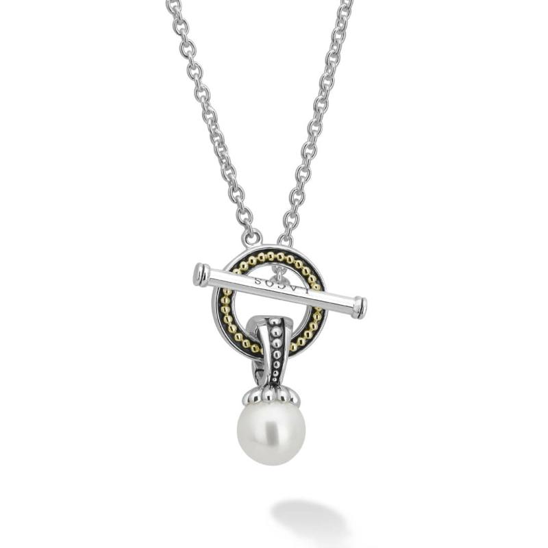 Luna Pearl Toggle Pendant Necklace Jewelry