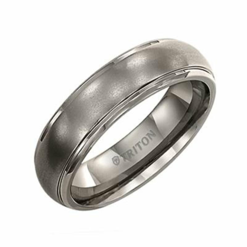 Men’s Titanium 6Mm Step Edge Dome Satin Center Wedding Band Jewelry