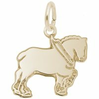 14K Yellow Gold Engravable Clydesdale Charm Pendant Charms & Pendants