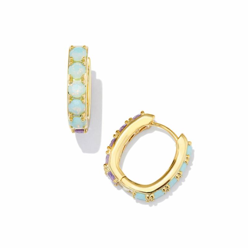 Chandler Huggie Earrings – Gold Green Lilac Mix Earrings