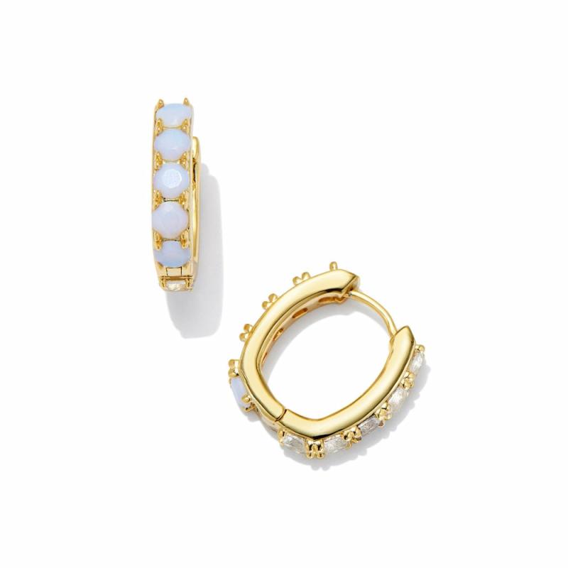 Chandler Huggie Earrings – Gold White Opalite Mix Earrings