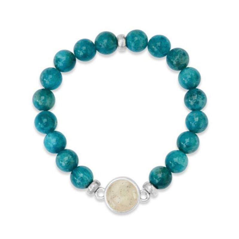 Dune Silver Round Beaded Bracelet- Apatite Bracelets