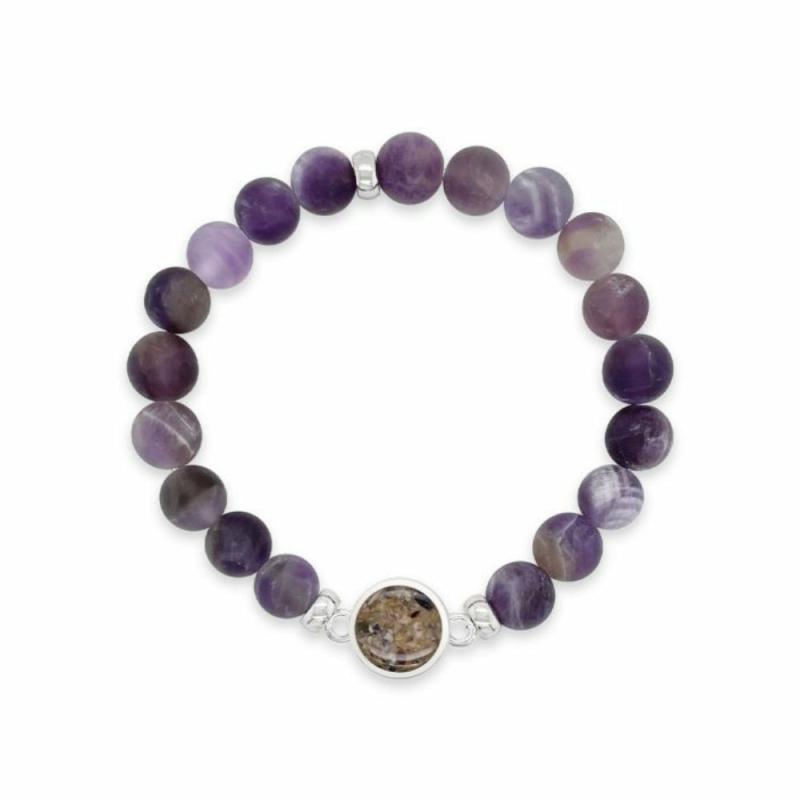 Dune Silver Round Beaded Bracelet-Frosted Amethyst Bracelets