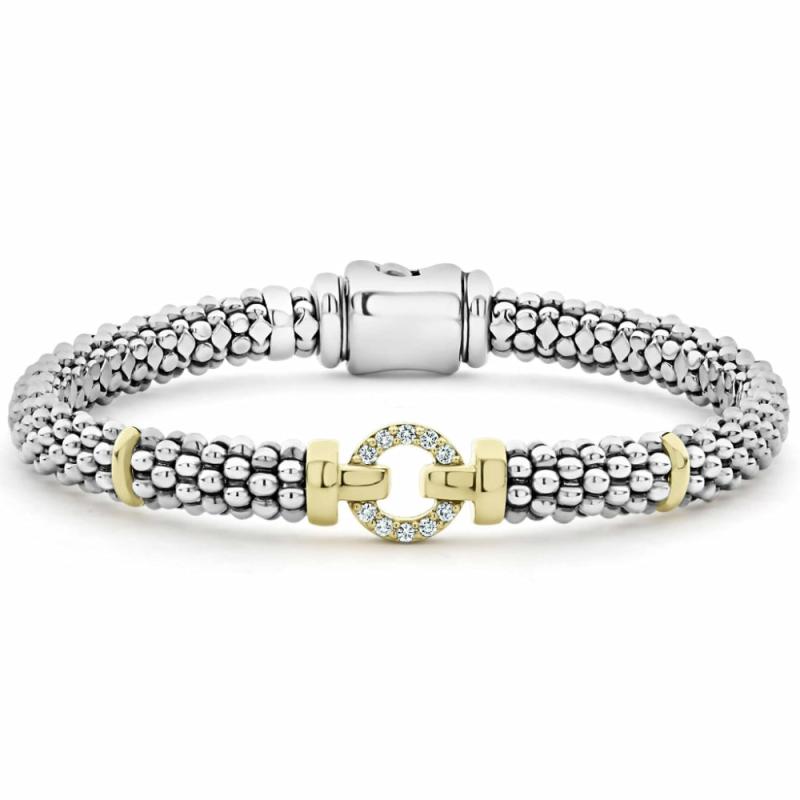 Enso Two-Tone Diamond Circle Caviar Bracelet Bracelets