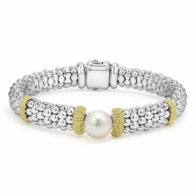 Luna Two-Tone Pearl Caviar Bracelet, 9Mm Bracelets