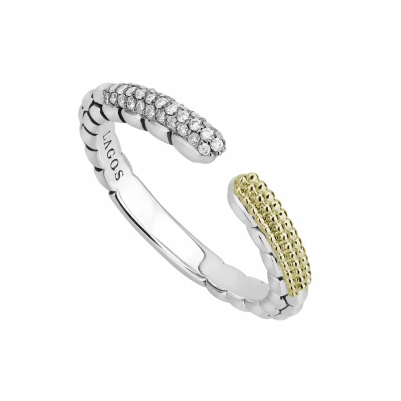 Caviar Lux Open Diamond Stacking Ring Jewelry