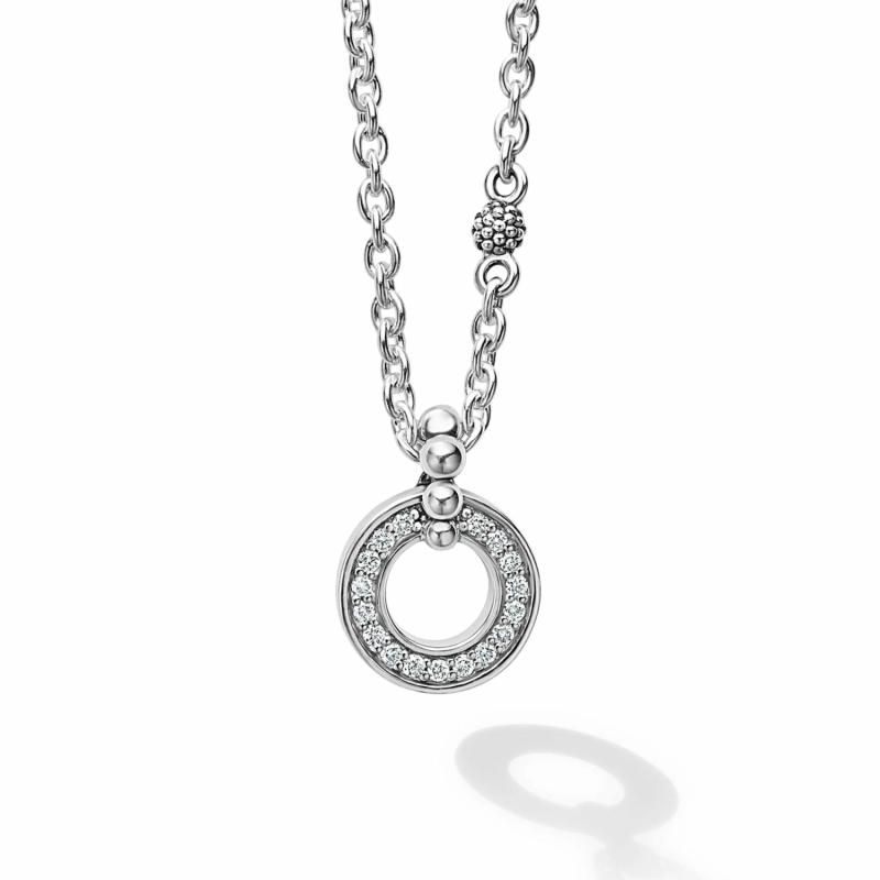 Caviar Spark Diamond Circle Pendant Necklace Jewelry