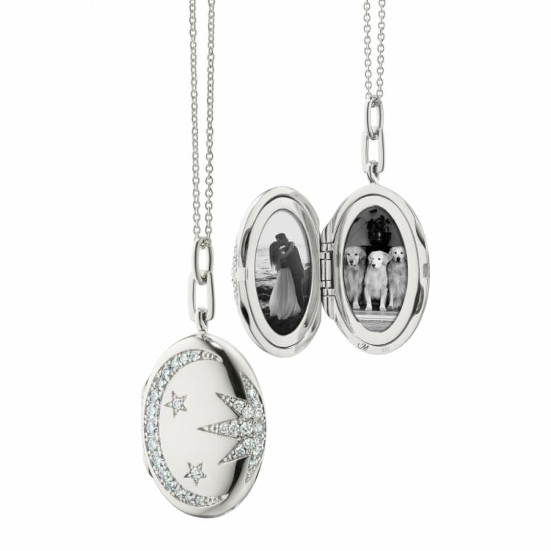 Galaxy White Sapphire Locket Necklace Jewelry