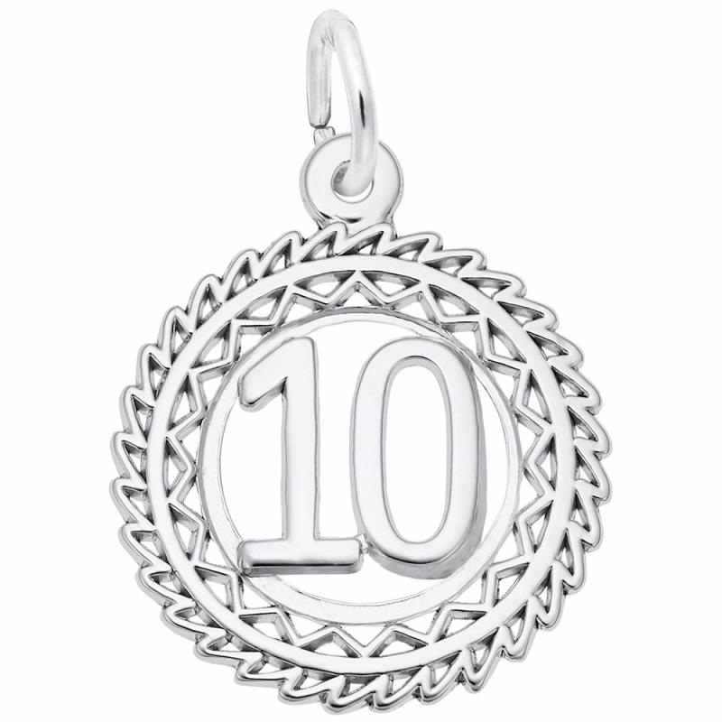 Silver #10 Round Charm