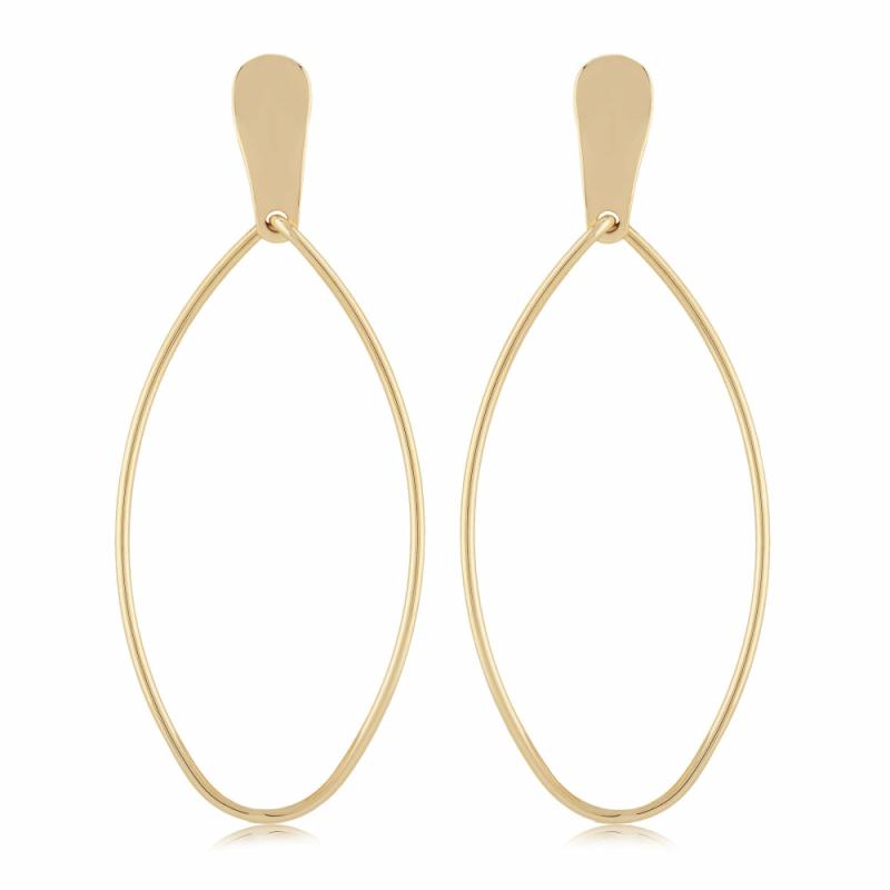 14K Gold Oval Drop Earrings Earrings