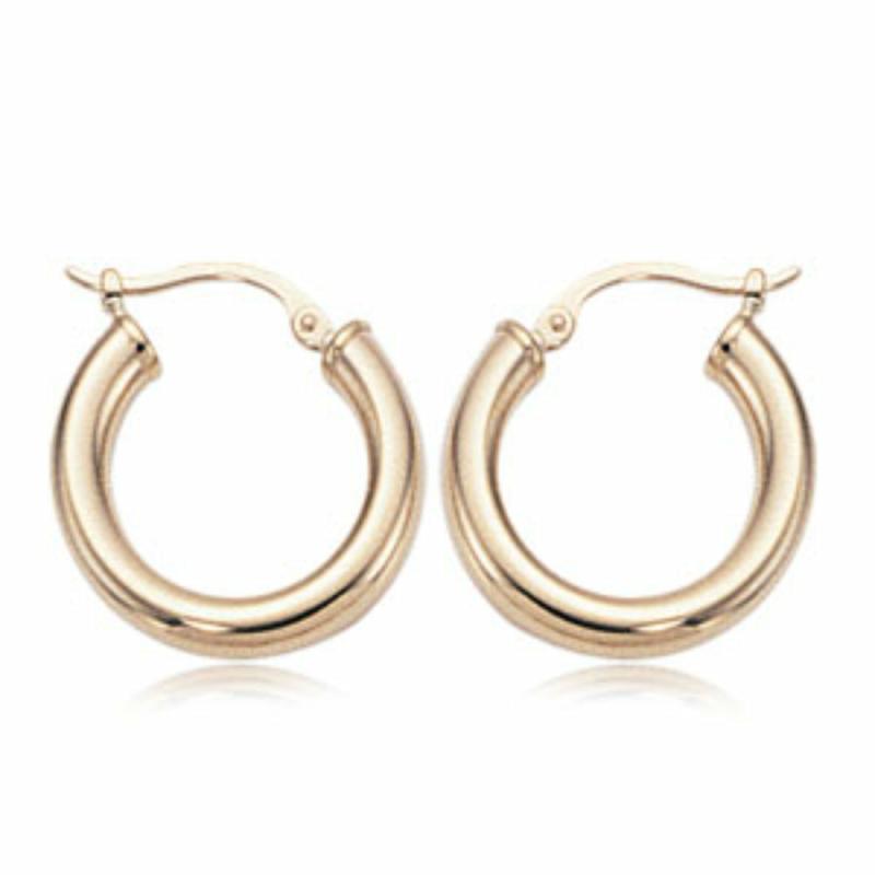 14K Gold Tube Hoop Earrings Earrings