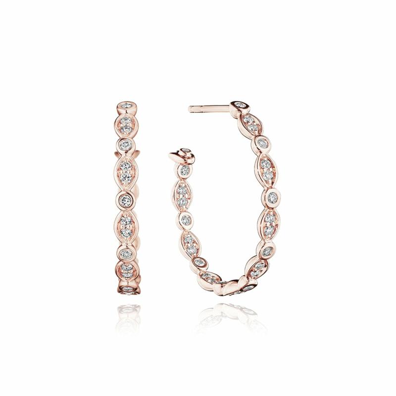 18K Rose Gold “Nobility” Diamond Hoop Earrings Earrings