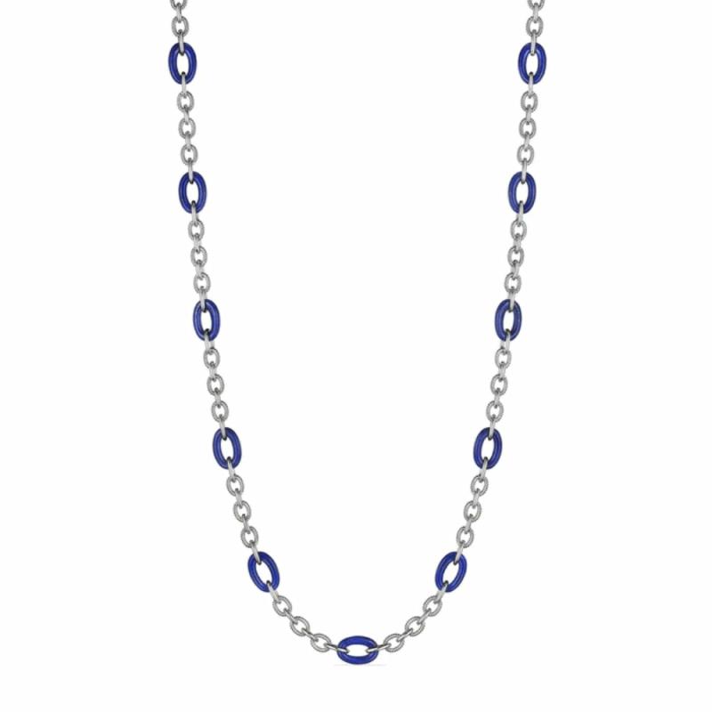 Eternity Long Signature Link Necklace With Lapis Jewelry