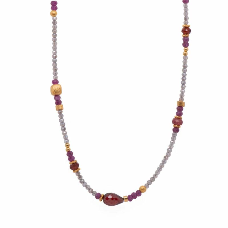 Labradorite Necklace With Garnet, Ruby And Pink Tourmaline Jewelry